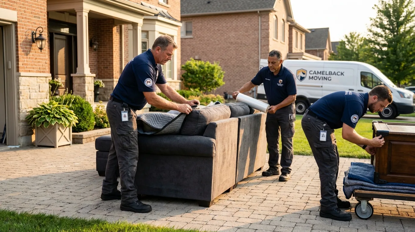 Large estate moving crew wrapping furniture in Pennsauken, NJ